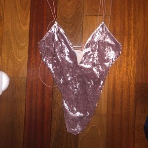 Purple velvet bodysuit